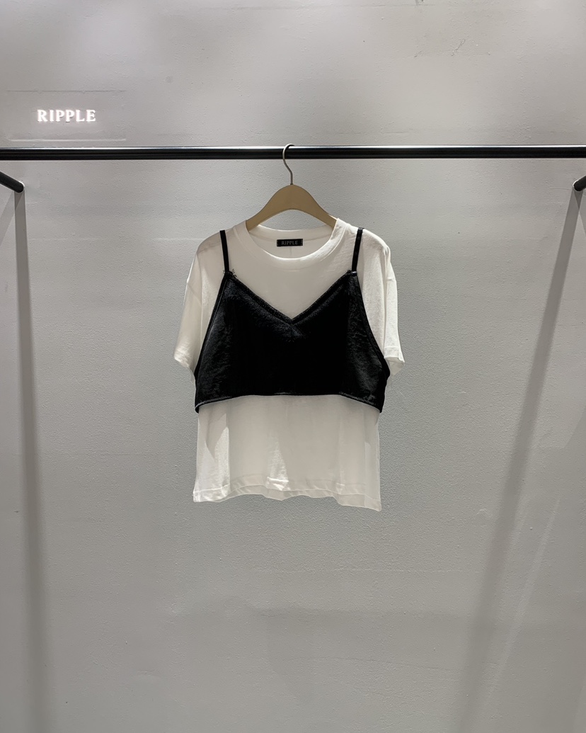 RIPPLE-P韓國東大門代購女士新款時尚26春夏人氣T恤假兩件RIPPLE-PT恤圖色1