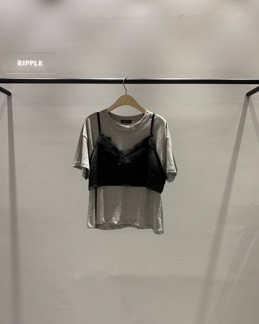 RIPPLE-P韓國東大門代購女士新款時尚26春夏人氣T恤假兩件RIPPLE-PT恤圖色2