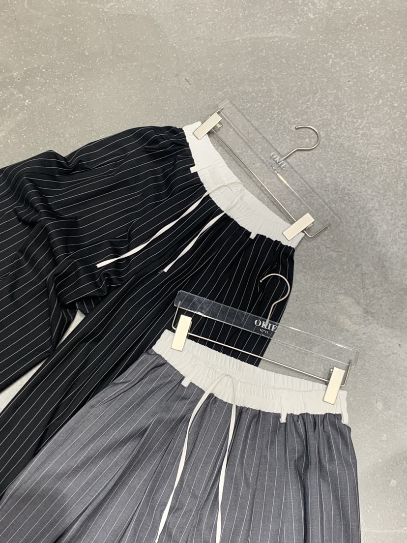 OKIE韓國直郵女士新款26春夏熱賣時尚休閑推薦休閑褲條紋OKIE休閑褲