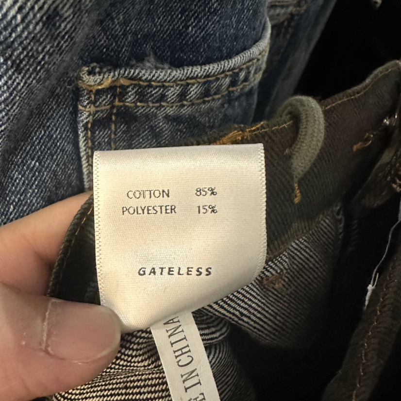 GATELESS韓國代購女士新品人氣熱賣時尚推薦牛仔褲迷彩雙層GATELESS牛仔褲