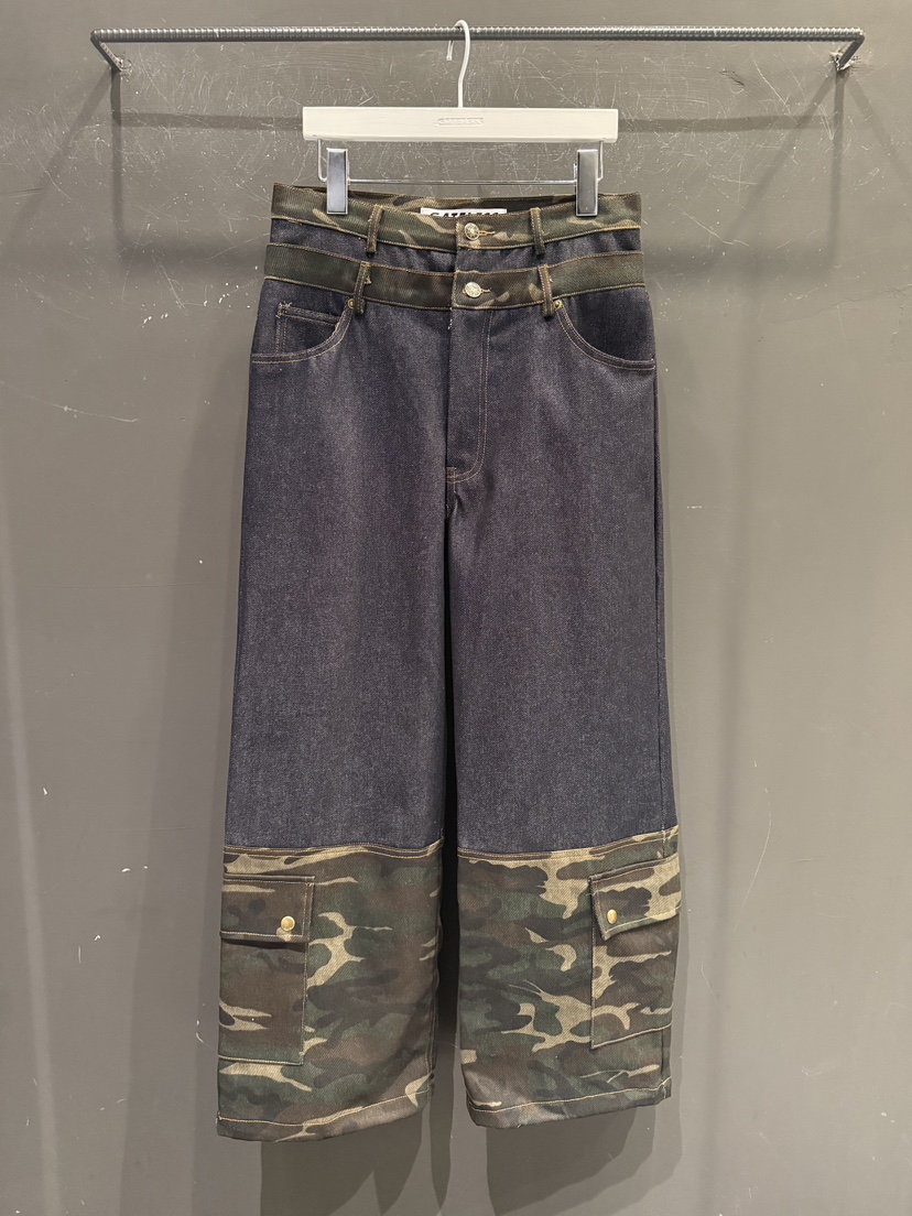 GATELESS韓國代購女士新品人氣熱賣時尚推薦牛仔褲迷彩雙層GATELESS牛仔褲圖色1