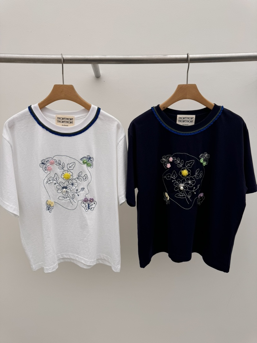 THORE韓國東大門直郵女士新款26春夏職業休閑熱賣T恤刺繡THORET恤