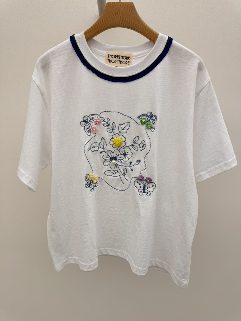 THORE韓國東大門直郵女士新款26春夏職業休閑熱賣T恤刺繡THORET恤圖色1