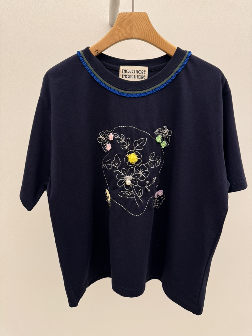 THORE韓國東大門直郵女士新款26春夏職業休閑熱賣T恤刺繡THORET恤圖色2