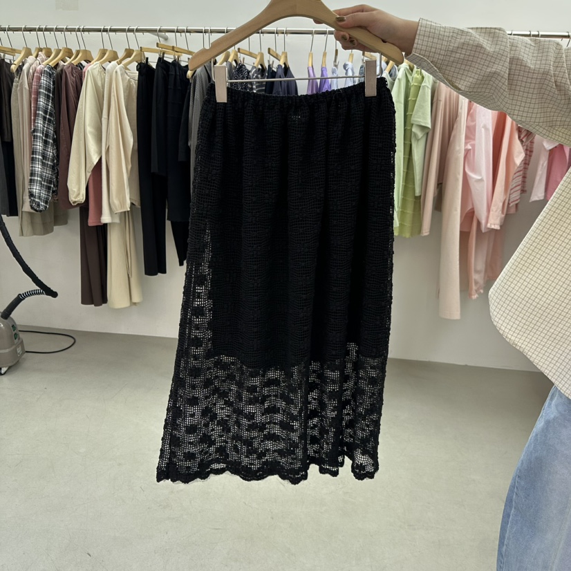 BROWNS-P韓國直郵女士新品推薦時尚熱賣職業長裙花朵透明BROWNS-P長裙