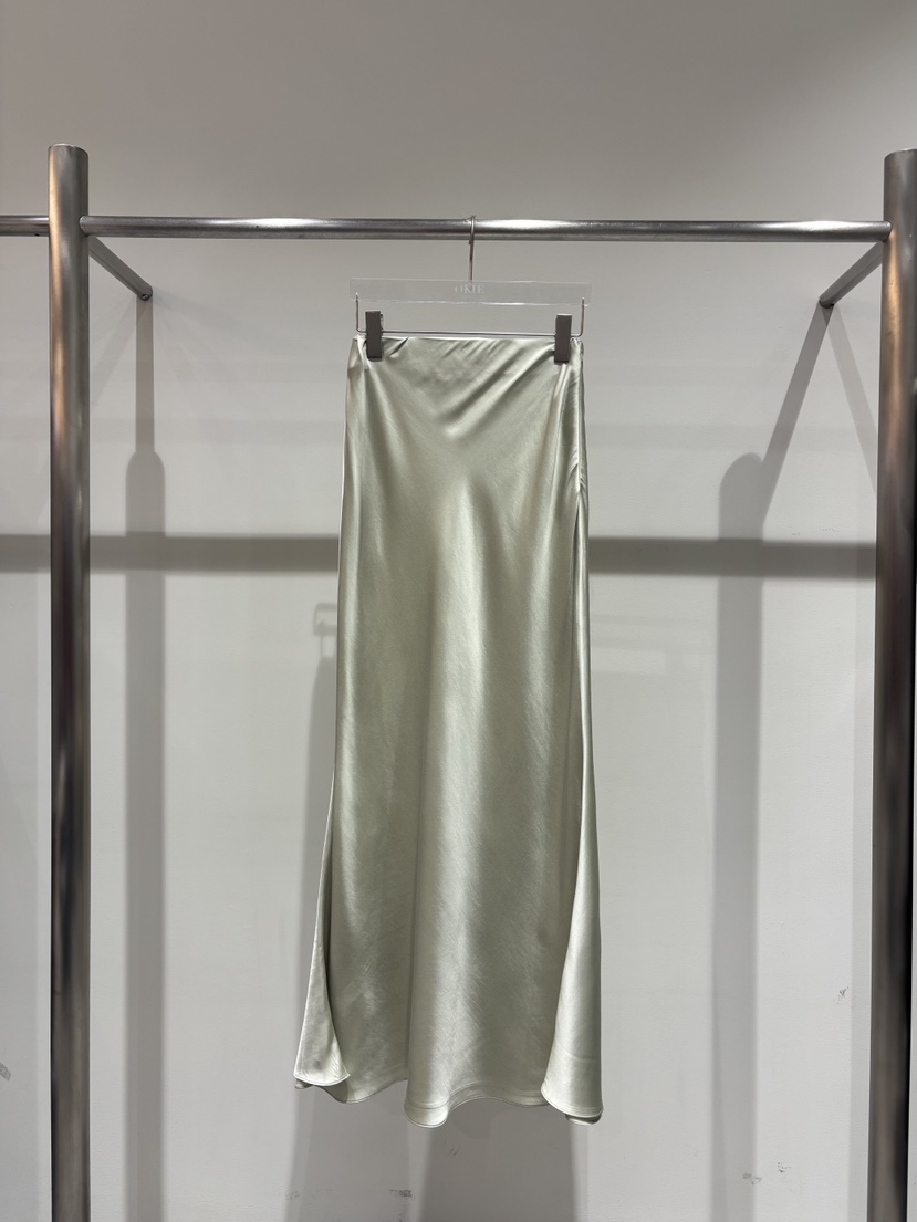 OKIE韓國直郵女士新品時尚休閑26春夏職業熱賣推薦長裙緞面OKIE長裙