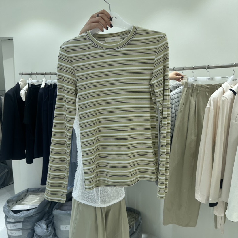 VEREN韓國代購女裝新品26春夏人氣熱賣推薦休閑時尚長袖T恤VEREN長袖T恤圖色1