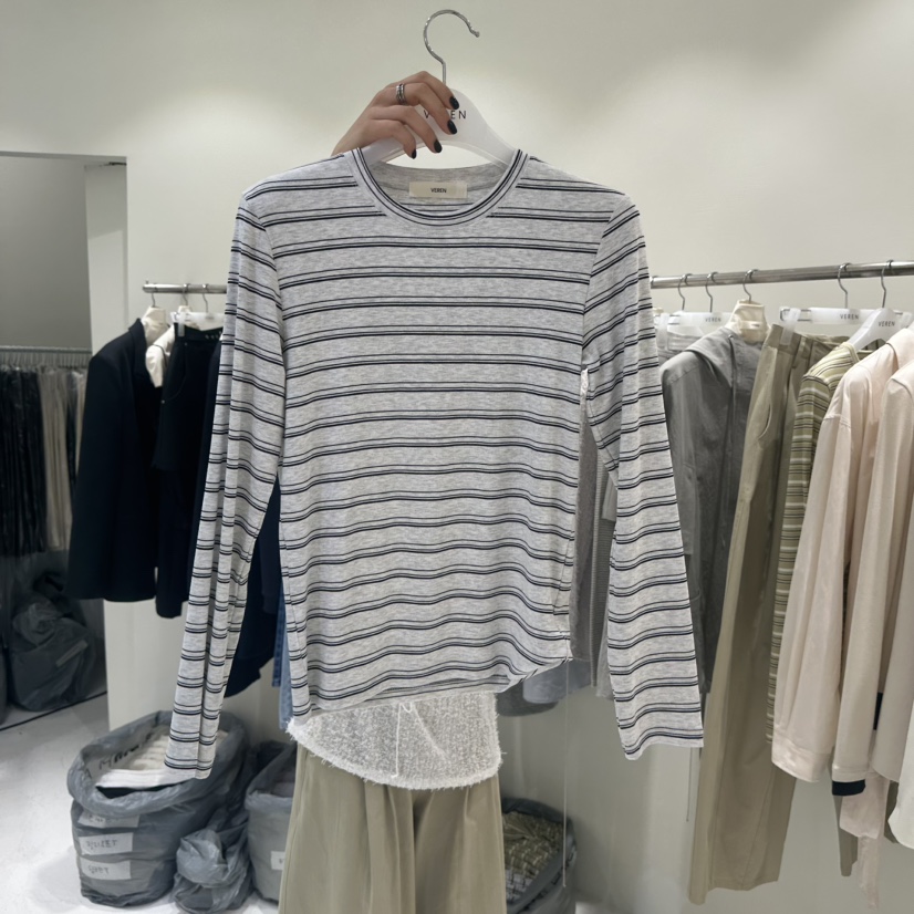 VEREN韓國代購女裝新品26春夏人氣熱賣推薦休閑時尚長袖T恤VEREN長袖T恤圖色2