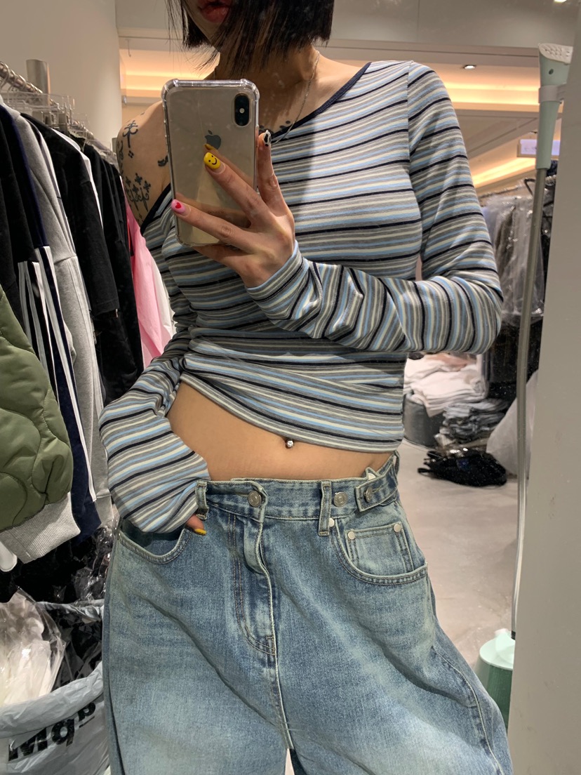 OKIE韓國東大門直郵女士新品熱賣職業26春夏時尚人氣長袖T恤OKIE長袖T恤