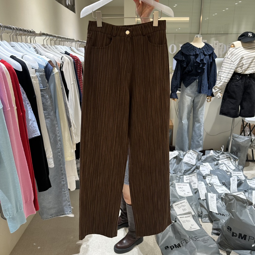 MOREMORE韓國東大門代購女裝新品休閑時尚熱賣休閑褲條紋more more休閑褲圖色1