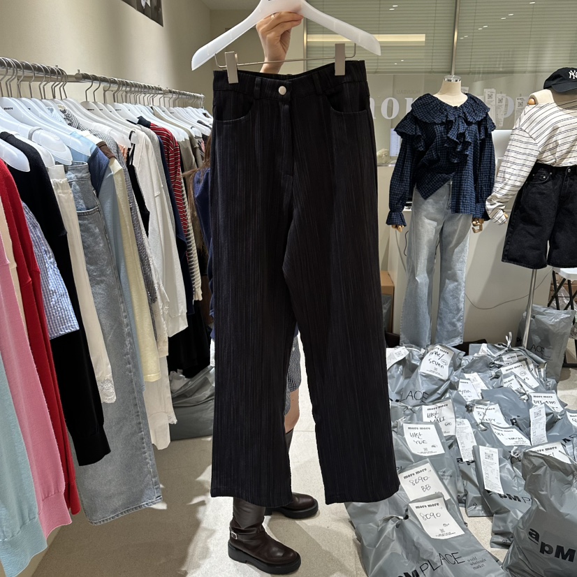 MOREMORE韓國東大門代購女裝新品休閑時尚熱賣休閑褲條紋more more休閑褲圖色2