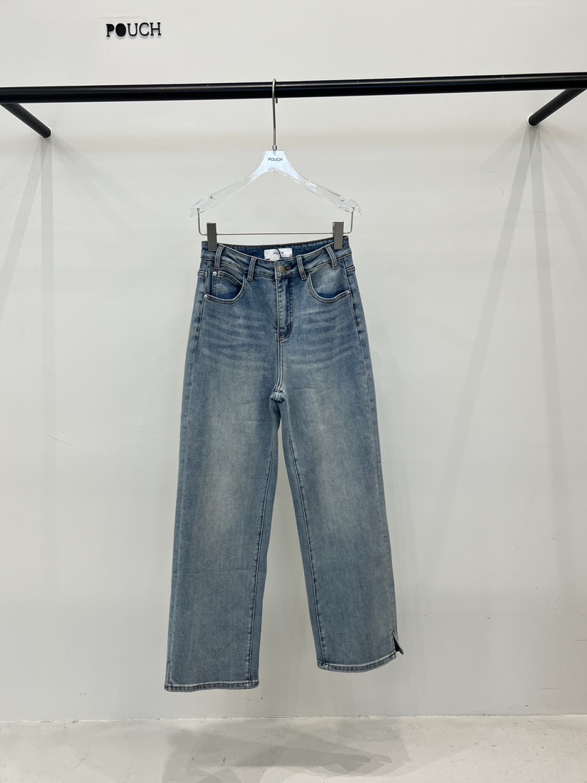 POUCH韓國直郵實拍女士新款熱賣26春夏休閑職業人氣牛仔褲POUCH牛仔褲圖色1