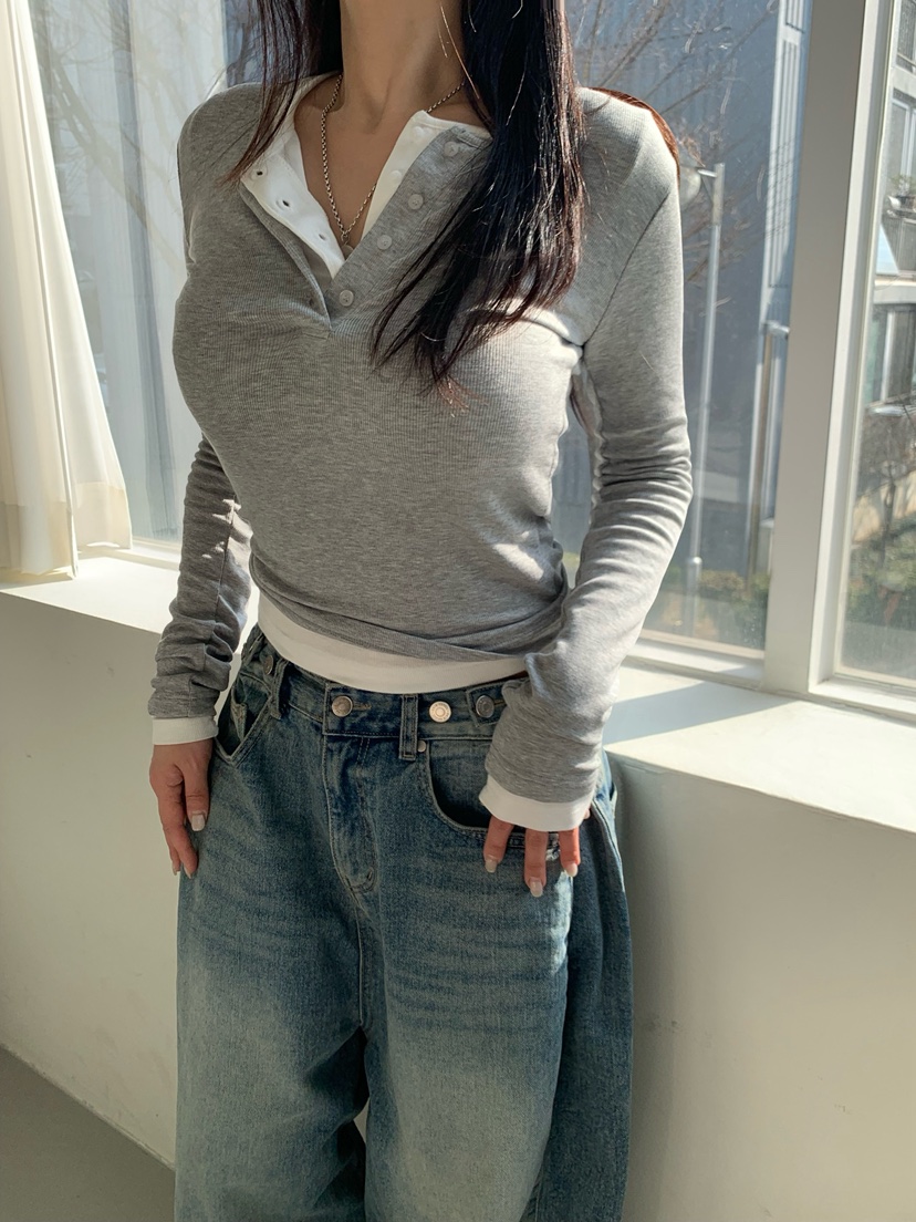 OKIE韓國東大門代購女裝新款推薦26春夏時尚人氣休閑長袖T恤OKIE長袖T恤