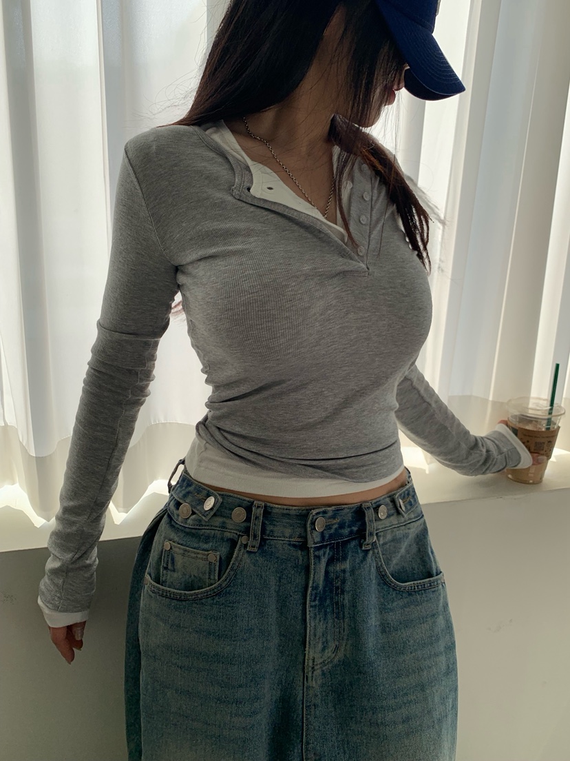 OKIE韓國東大門代購女裝新款推薦26春夏時尚人氣休閑長袖T恤OKIE長袖T恤