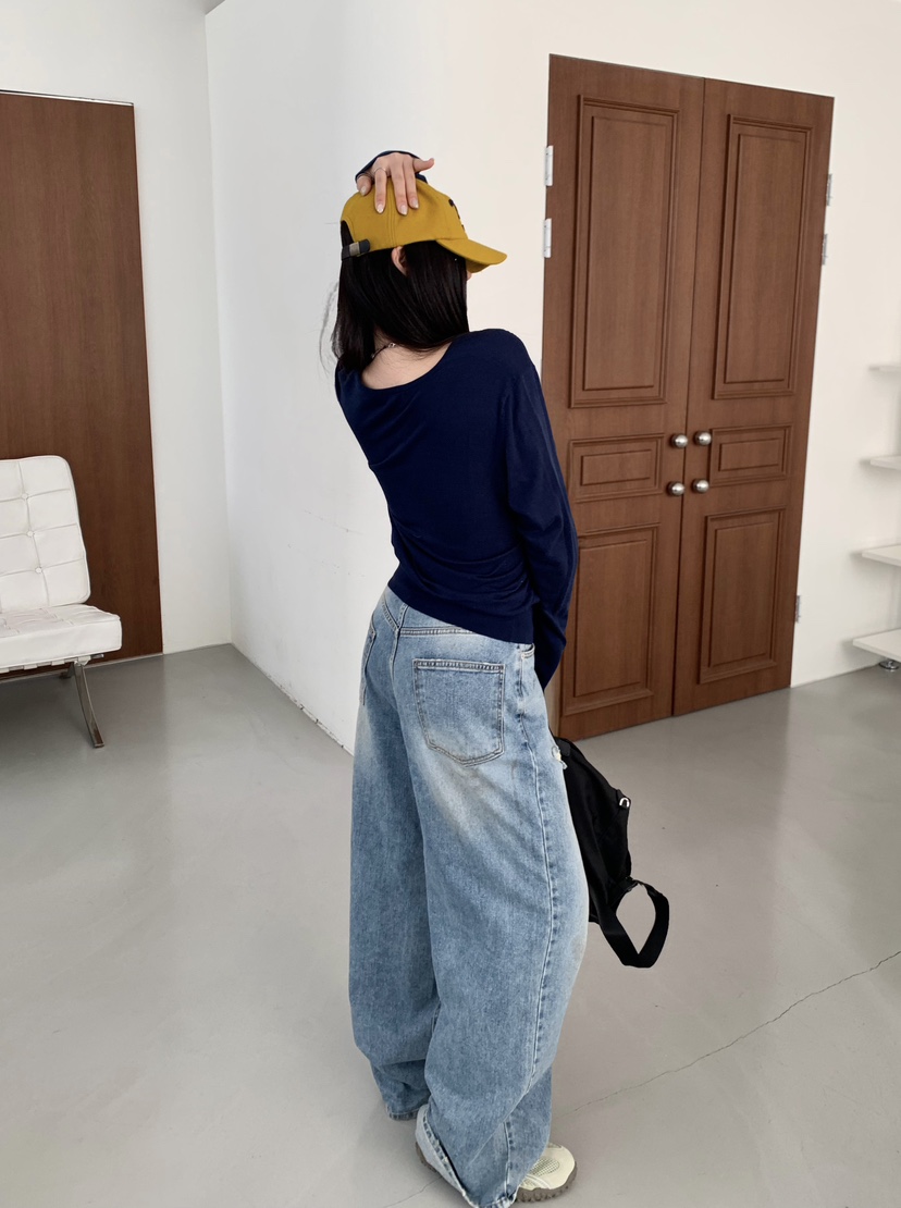 OKIE韓國東大門直郵女裝新款推薦休閑熱賣時尚26春夏牛仔褲OKIE牛仔褲