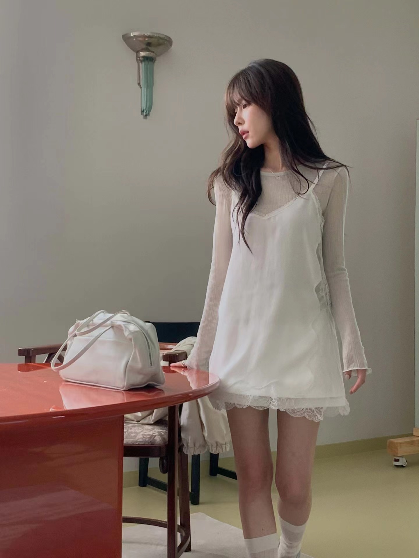 MIELLE-미엘르-OT韓國代購女士新款熱賣連衣裙不含內搭MIELLE-미엘르-OT連衣裙圖色1ivory