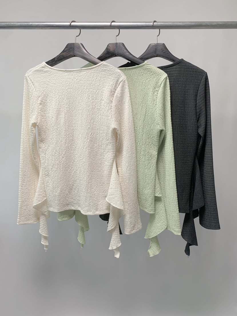 BEFORE SUNRISE韓國東大門代購女裝新款職業襯衫蕾絲衫華夫格褶皺BEFORE SUNRISE襯衫/蕾絲衫