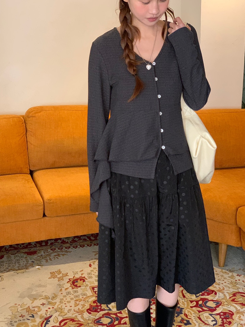 BEFORE SUNRISE韓國東大門代購女裝新款職業襯衫蕾絲衫華夫格褶皺BEFORE SUNRISE襯衫/蕾絲衫