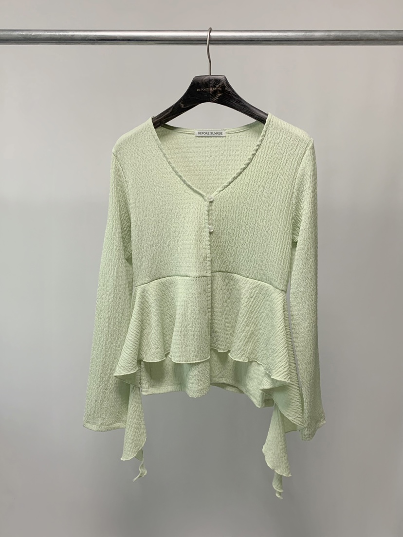 BEFORE SUNRISE韓國東大門代購女裝新款職業襯衫蕾絲衫華夫格褶皺BEFORE SUNRISE襯衫/蕾絲衫圖色1