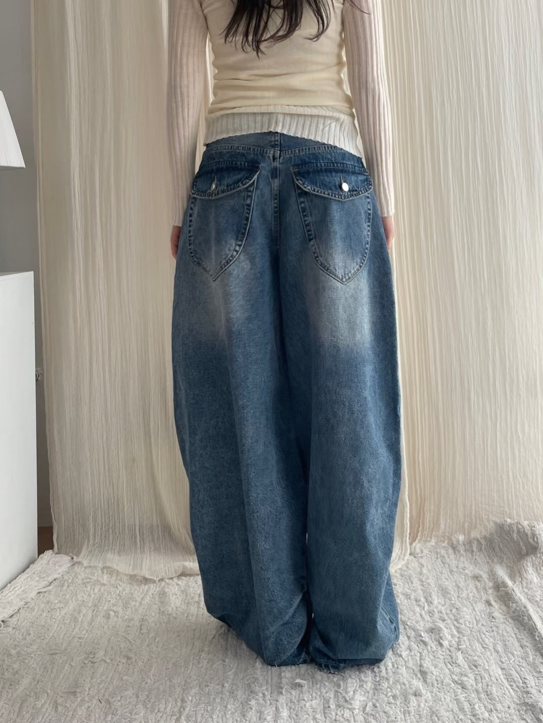 GGAEBI韓國東大門代購女士新款休閑推薦時尚職業熱賣牛仔褲GGAEBI牛仔褲