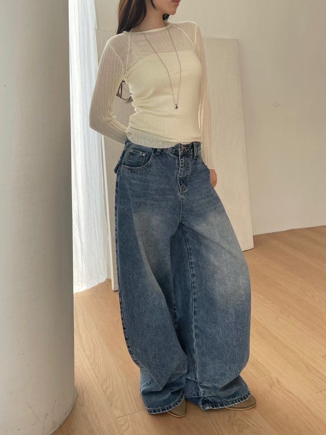 GGAEBI韓國東大門代購女士新款休閑推薦時尚職業熱賣牛仔褲GGAEBI牛仔褲