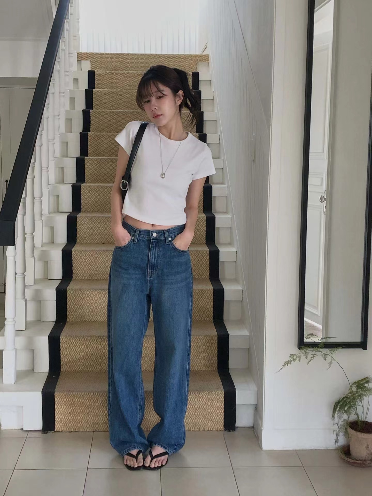 MIELLE-미엘르-OT韓國東大門直郵女士新款時尚牛仔褲磨毛MIELLE-미엘르-OT牛仔褲