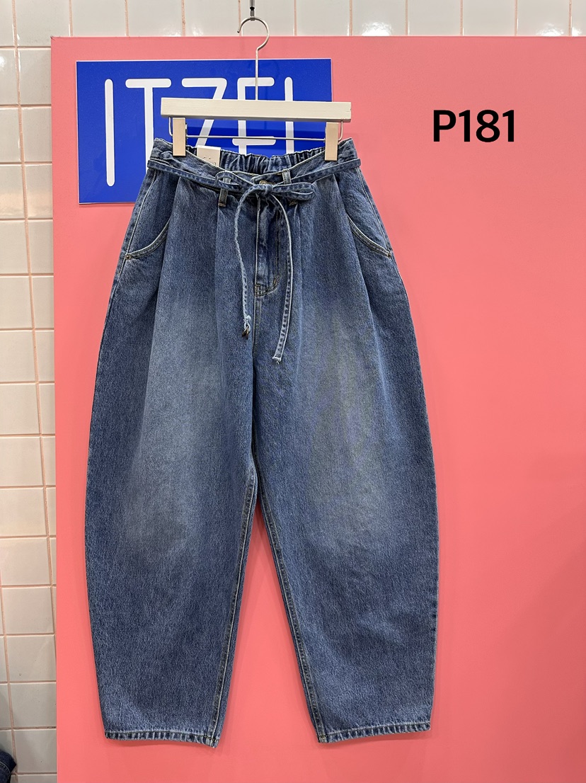 ITZEL韓國直郵女士新款職業熱賣推薦休閑時尚牛仔褲含腰繩ITZEL牛仔褲圖色2