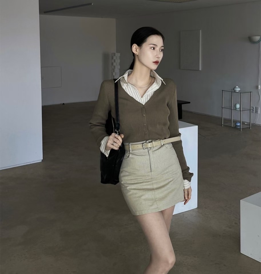 GGAEBI韓國東大門直郵女裝新款休閑時尚職業短裙不含腰帶GGAEBI短裙