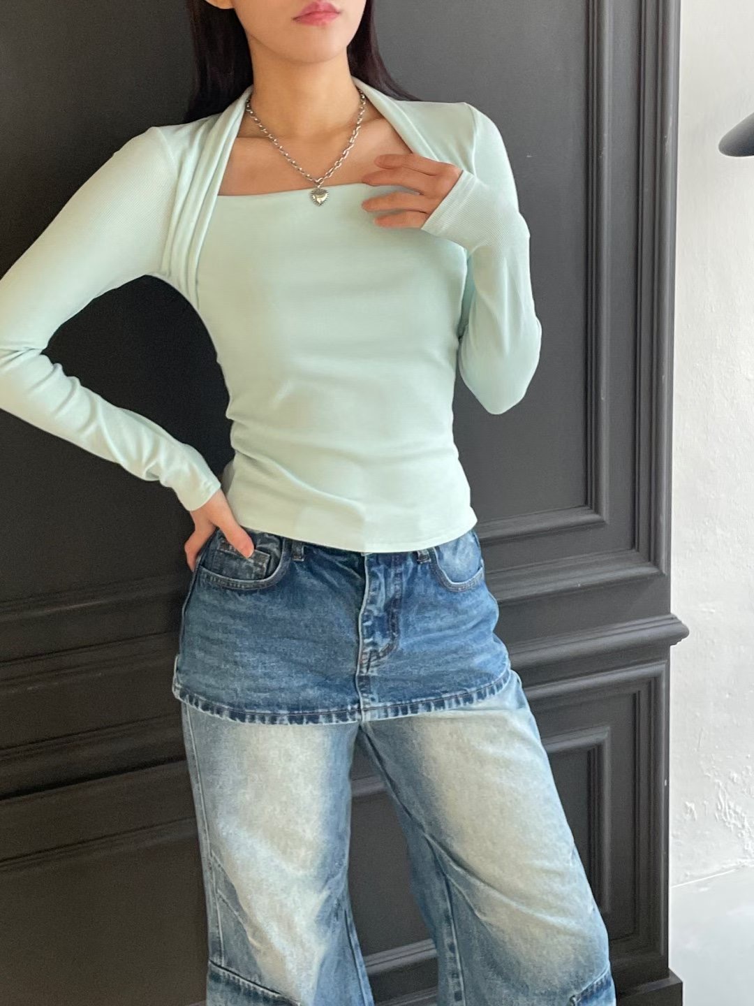 GGAEBI韓國東大門直郵女裝新款熱賣時尚職業休閑26春夏長袖T恤GGAEBI長袖T恤圖色3