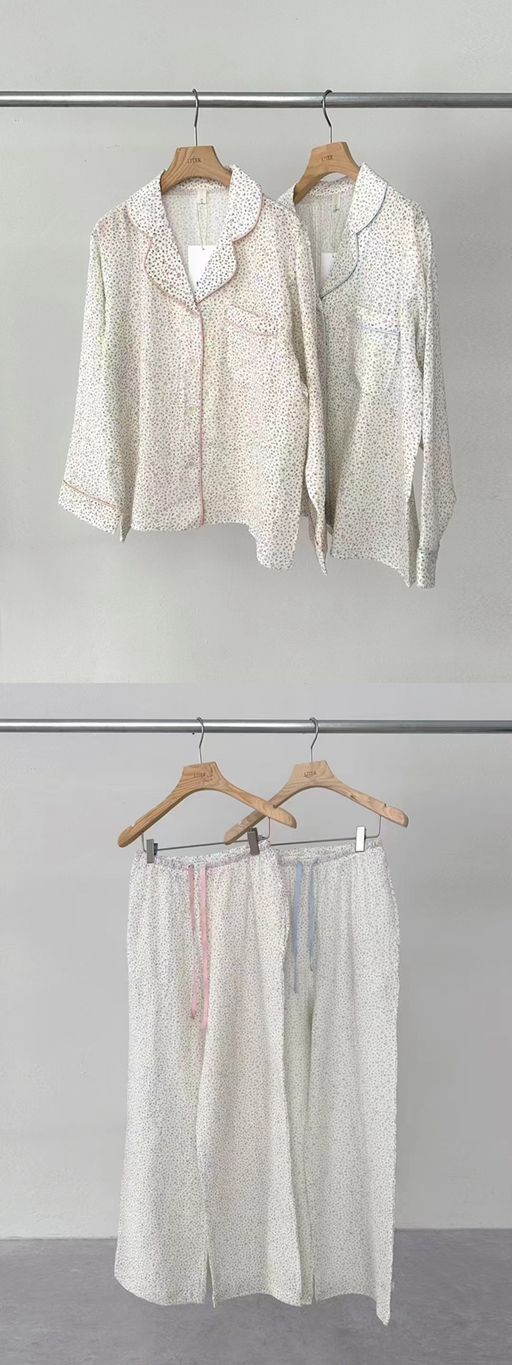 LITER韓國直郵實拍女裝新款26春夏職業休閑熱賣睡衣兩件套LITER睡衣圖色1左一色