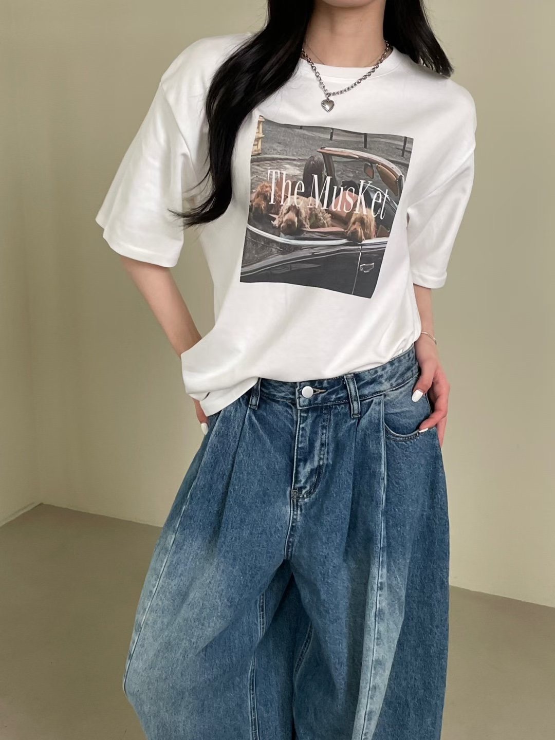 GGAEBI韓國代購女士新品時尚26春夏職業推薦人氣熱賣休閑T恤GGAEBIT恤圖色1