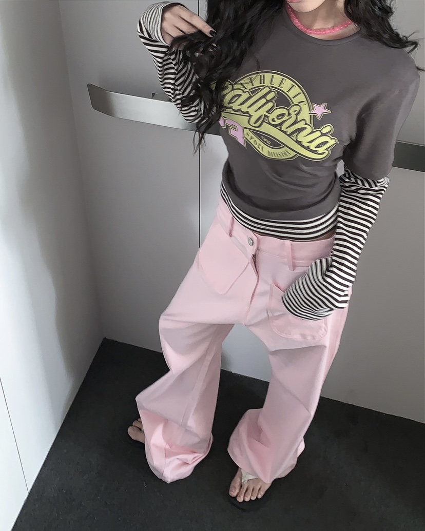 LIVE AID-P韓國東大門代購女士新品熱賣推薦長袖T恤假兩件LIVE AID-P長袖T恤