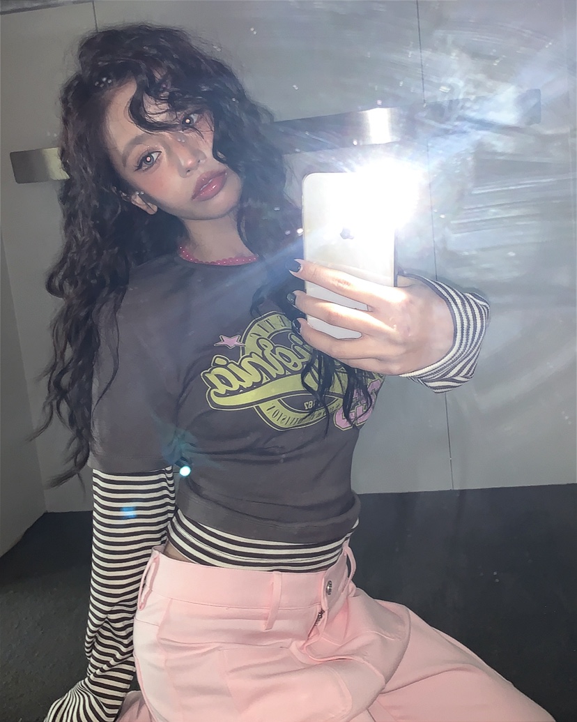 LIVE AID-P韓國東大門代購女士新品熱賣推薦長袖T恤假兩件LIVE AID-P長袖T恤