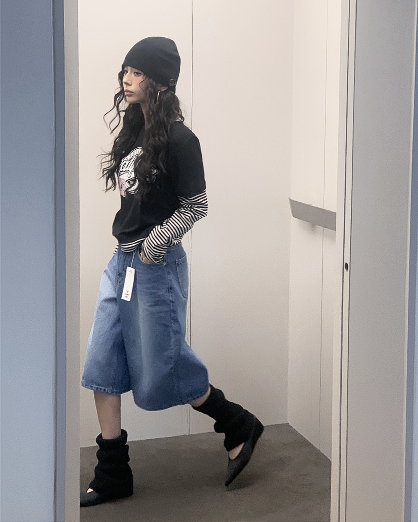 LIVE AID-P韓國東大門代購女士新品熱賣推薦長袖T恤假兩件LIVE AID-P長袖T恤