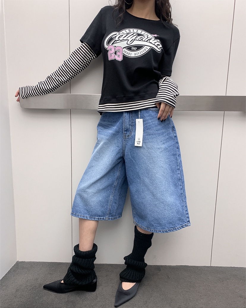 LIVE AID-P韓國東大門代購女士新品熱賣推薦長袖T恤假兩件LIVE AID-P長袖T恤