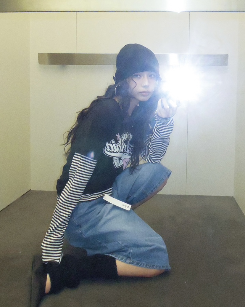 LIVE AID-P韓國東大門代購女士新品熱賣推薦長袖T恤假兩件LIVE AID-P長袖T恤