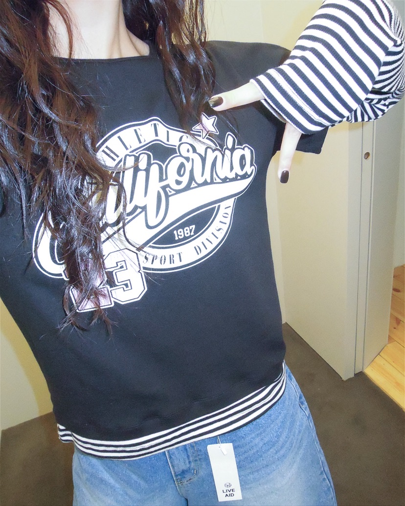 LIVE AID-P韓國東大門代購女士新品熱賣推薦長袖T恤假兩件LIVE AID-P長袖T恤