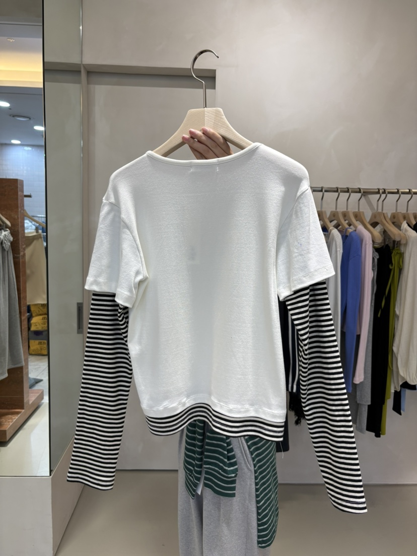 LIVE AID-P韓國東大門代購女士新品熱賣推薦長袖T恤假兩件LIVE AID-P長袖T恤