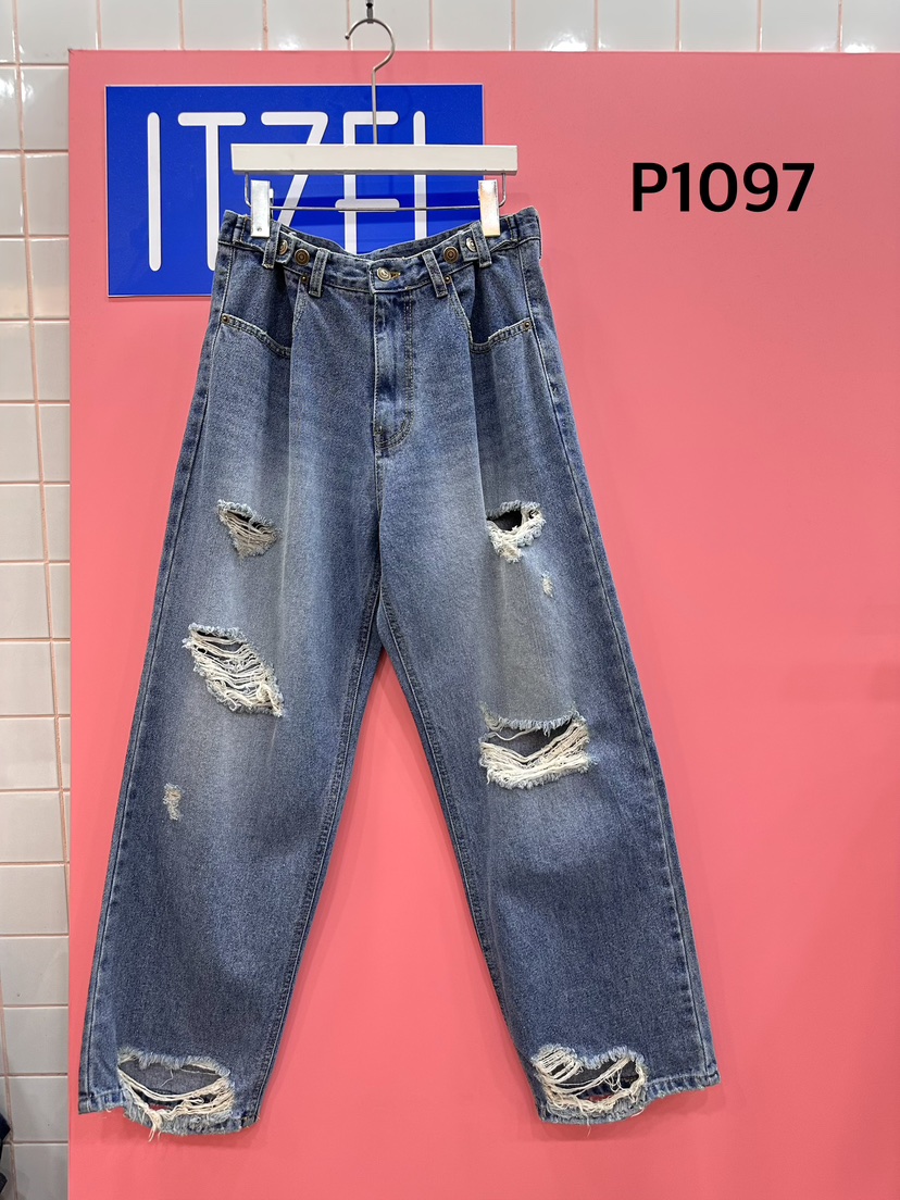 ITZEL韓國東大門代購女士新款休閑熱賣26春夏職業時尚牛仔褲ITZEL牛仔褲圖色1