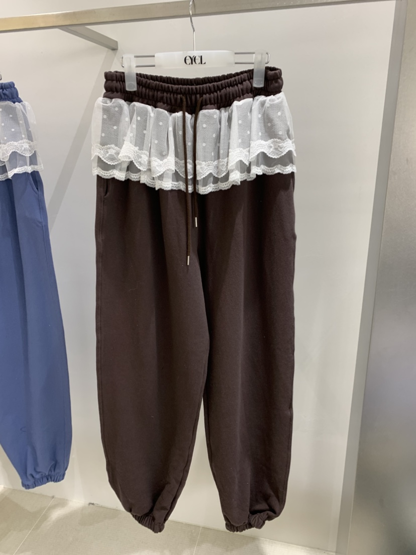 EYEL韓國東大門直郵女士新品26春夏推薦人氣休閑休閑褲蕾絲EYEL休閑褲圖色1