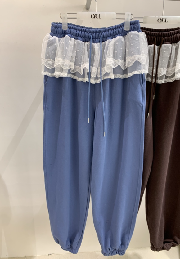 EYEL韓國東大門直郵女士新品26春夏推薦人氣休閑休閑褲蕾絲EYEL休閑褲圖色3