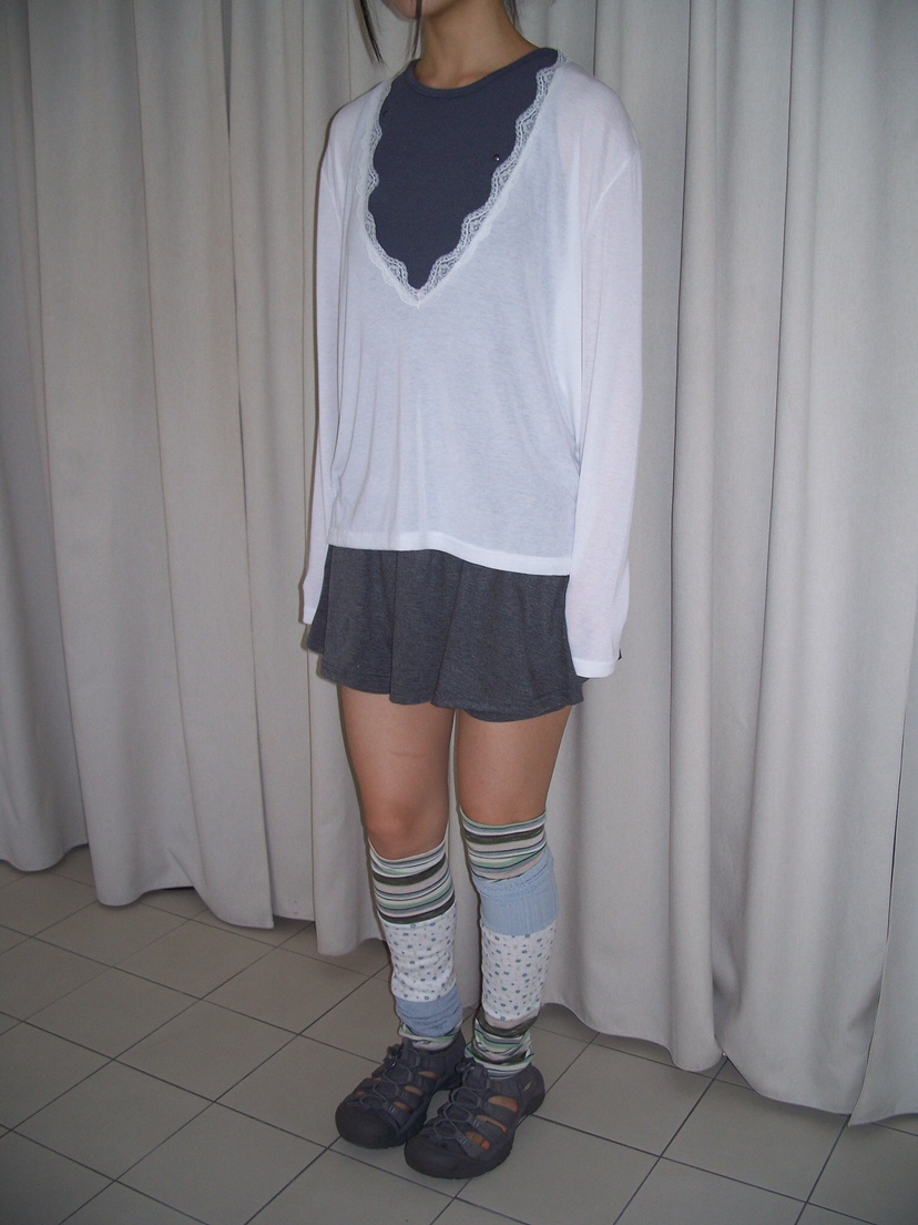 FLASH/I LOVE ME韓國東大門代購女士新款時尚長袖T恤不含內搭圍巾FLASH/I LOVE ME長袖T恤