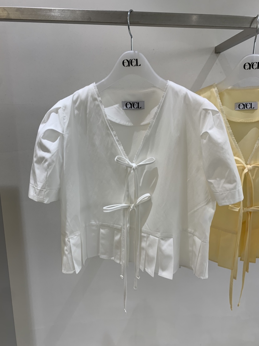 EYEL韓國直郵女裝新品26春夏職業人氣休閑襯衫蕾絲衫褶裥EYEL襯衫/蕾絲衫圖色1