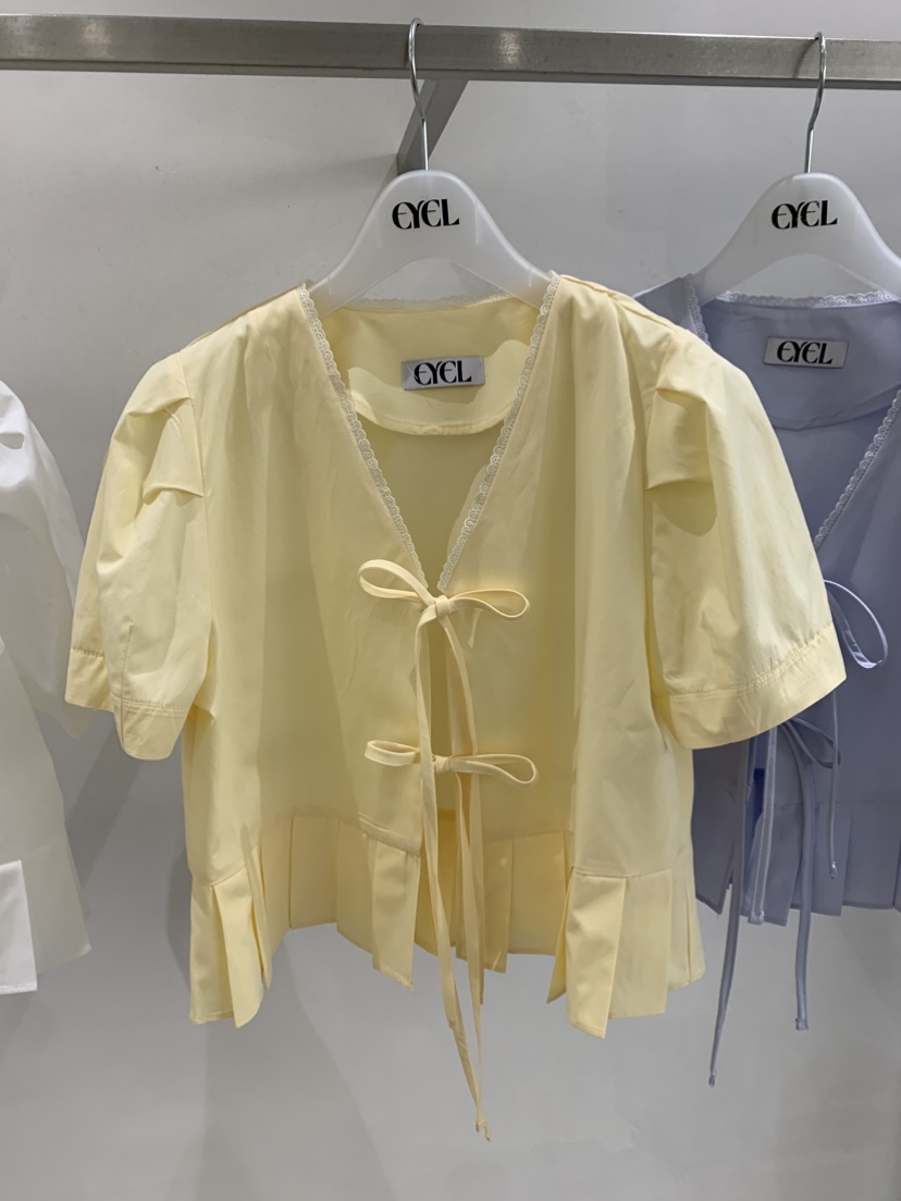 EYEL韓國直郵女裝新品26春夏職業人氣休閑襯衫蕾絲衫褶裥EYEL襯衫/蕾絲衫圖色2