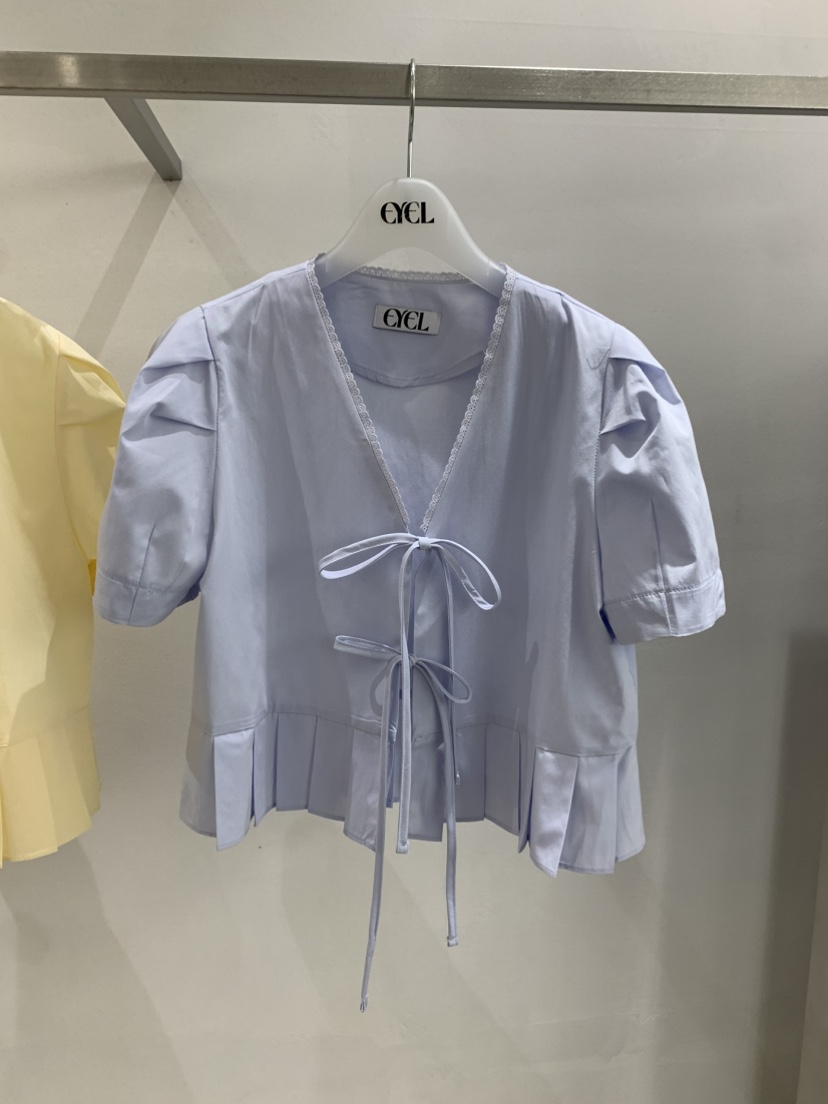 EYEL韓國直郵女裝新品26春夏職業人氣休閑襯衫蕾絲衫褶裥EYEL襯衫/蕾絲衫圖色3