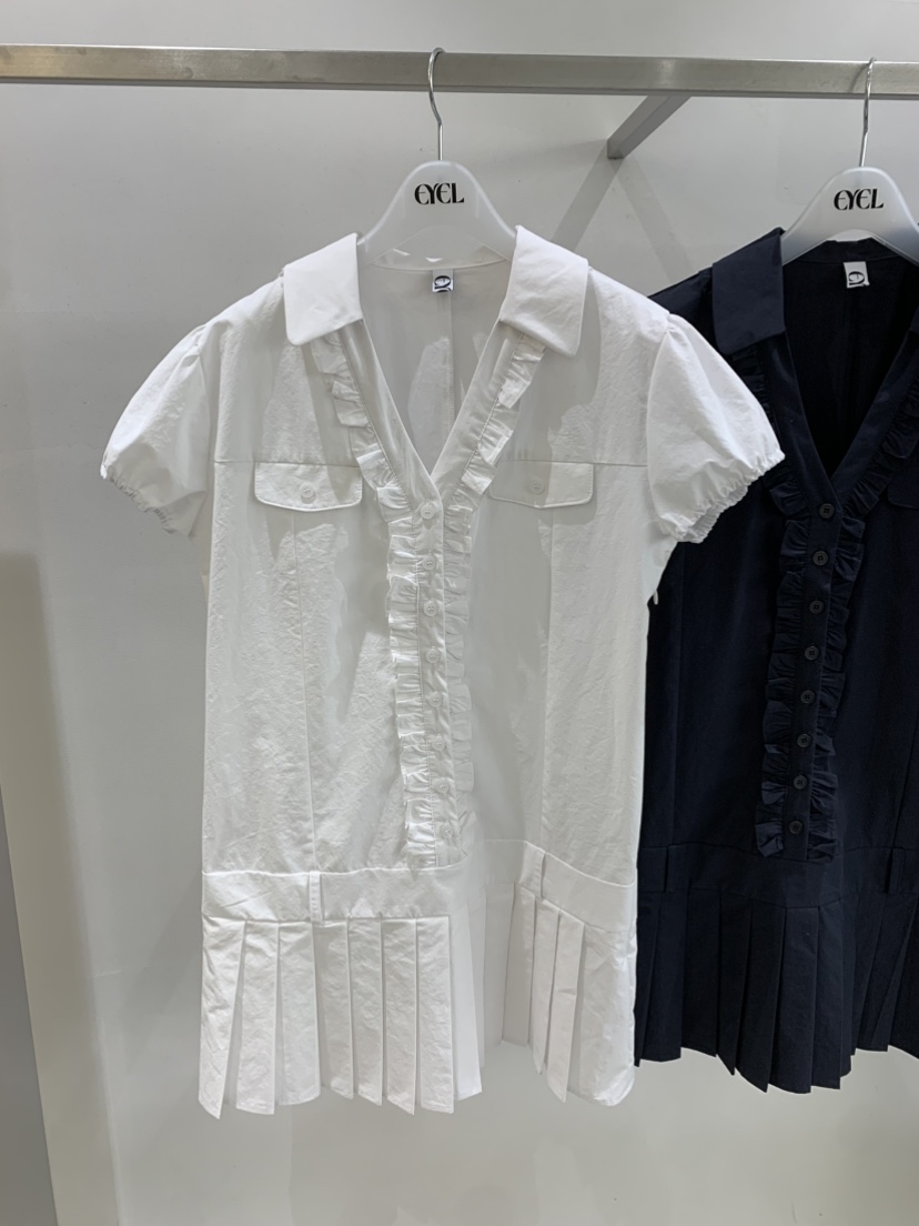 EYEL韓國代購女士新款時尚推薦人氣熱賣職業休閑連衣裙褶裥EYEL連衣裙圖色1