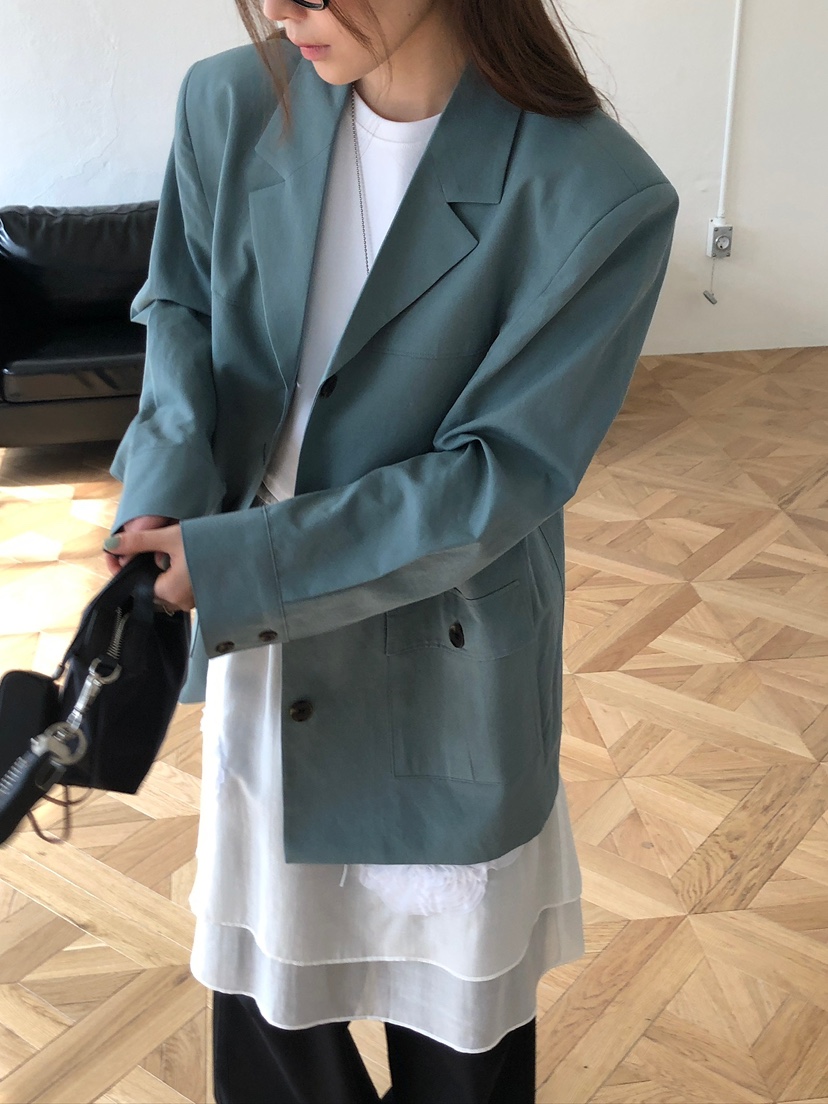 UNBOUND東大門代購女裝新款人氣熱賣休閑推薦夾克亞麻布口袋UNBOUND夾克圖色1