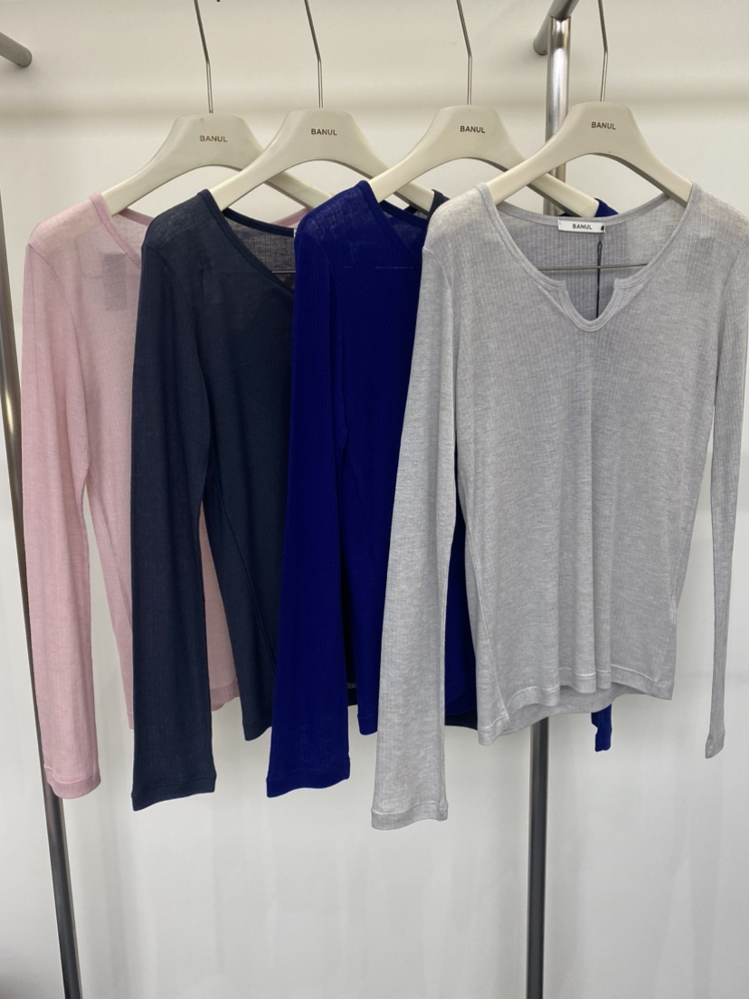 BANUL東大門實拍女裝新款人氣推薦真品職業休閑長袖T恤羅紋BANUL長袖T恤