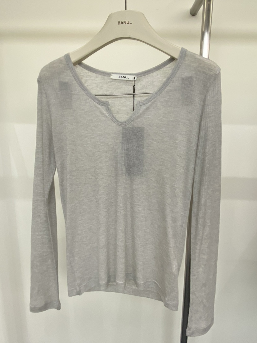 BANUL東大門實拍女裝新款人氣推薦真品職業休閑長袖T恤羅紋BANUL長袖T恤圖色1