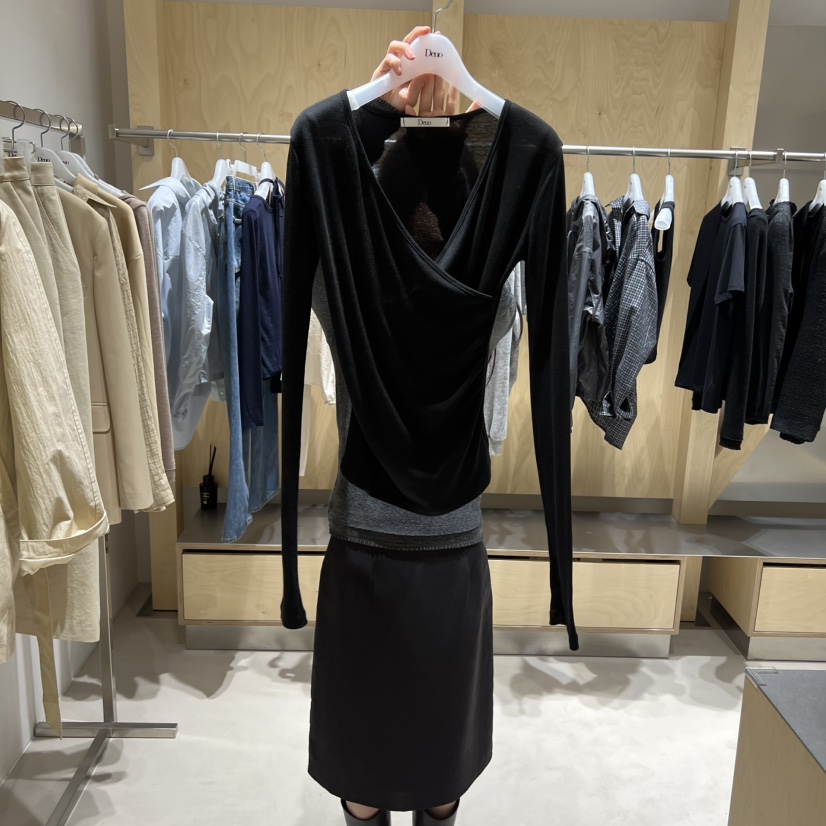 DEUO東大門直郵女士新款人氣26春夏休閑職業真品熱賣長袖T恤DEUO長袖T恤圖色2